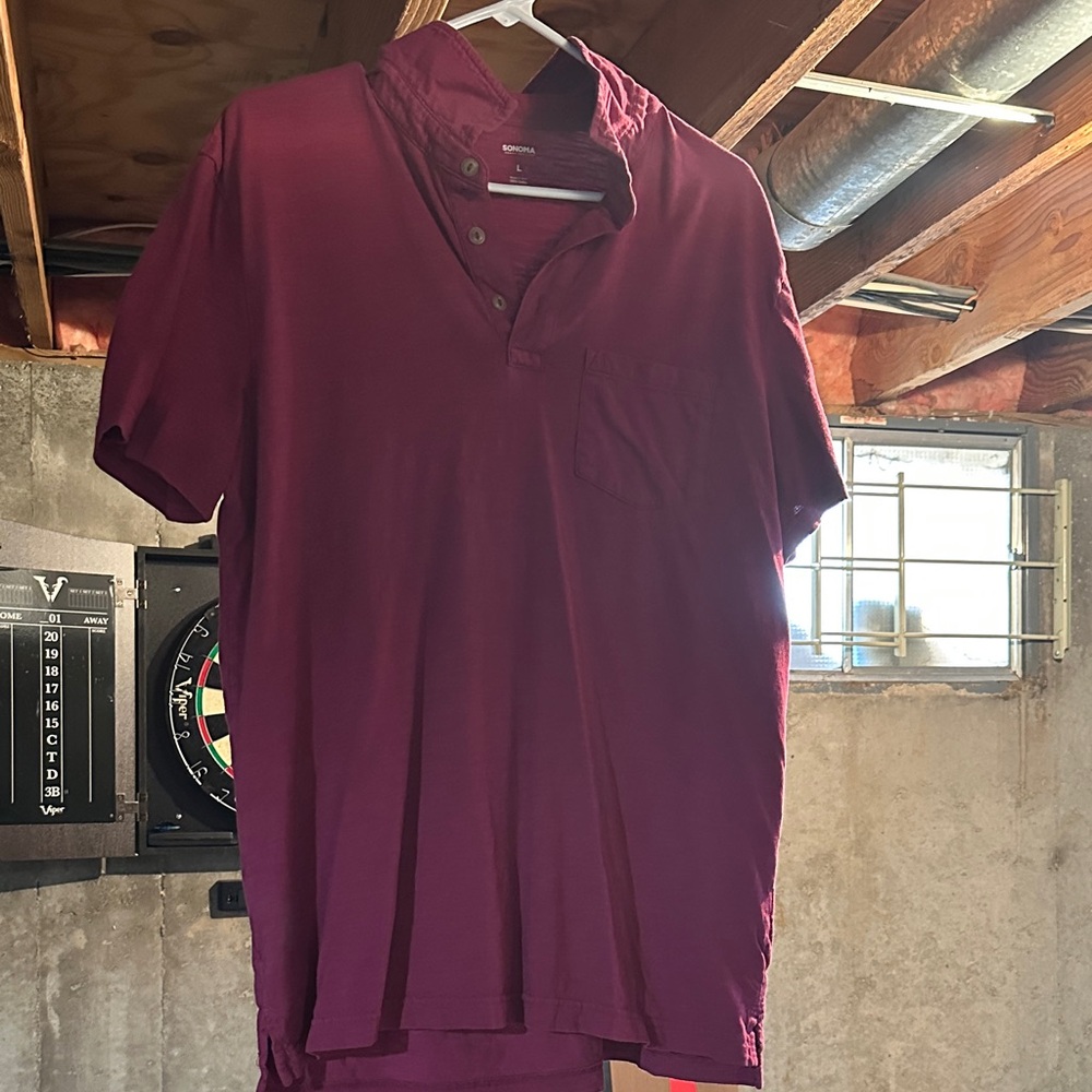 Sonoma Men's Deep Red Casual Button Down Shirt